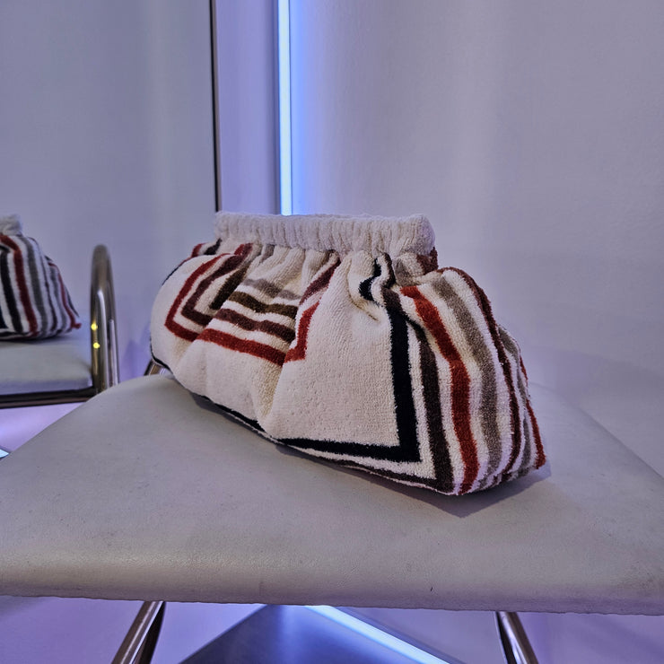 Upcycled 70s MCM Bold Stripe Terry Cloth Grab Clutch Purse Signed MADE TO ORDER