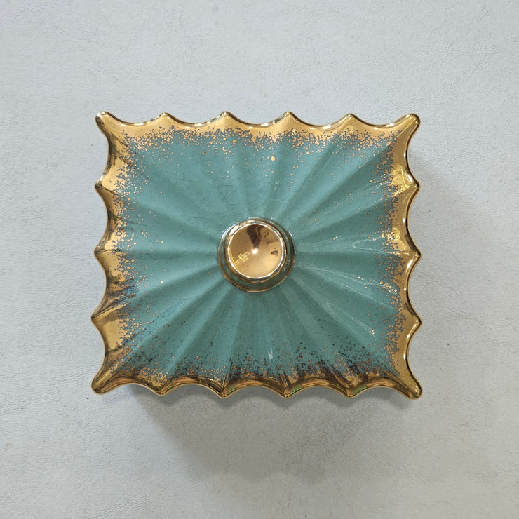 Vintage 60s 70s Mid Century MCM Ornate 22K Gold Ceramic Cigarette Box Ashtrays Trinket Dish