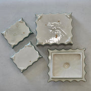 Vintage 60s 70s Mid Century MCM Ornate 22K Gold Ceramic Cigarette Box Ashtrays Trinket Dish