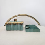 Vintage 60s 70s Mid Century MCM Ornate 22K Gold Ceramic Cigarette Box Ashtrays Trinket Dish