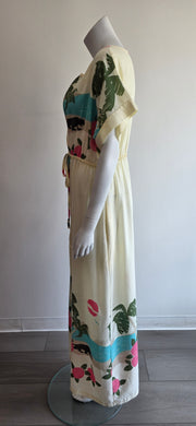 Vintage 70s Panther Tropical Island Boho Hippy Duster Tunic Maxi