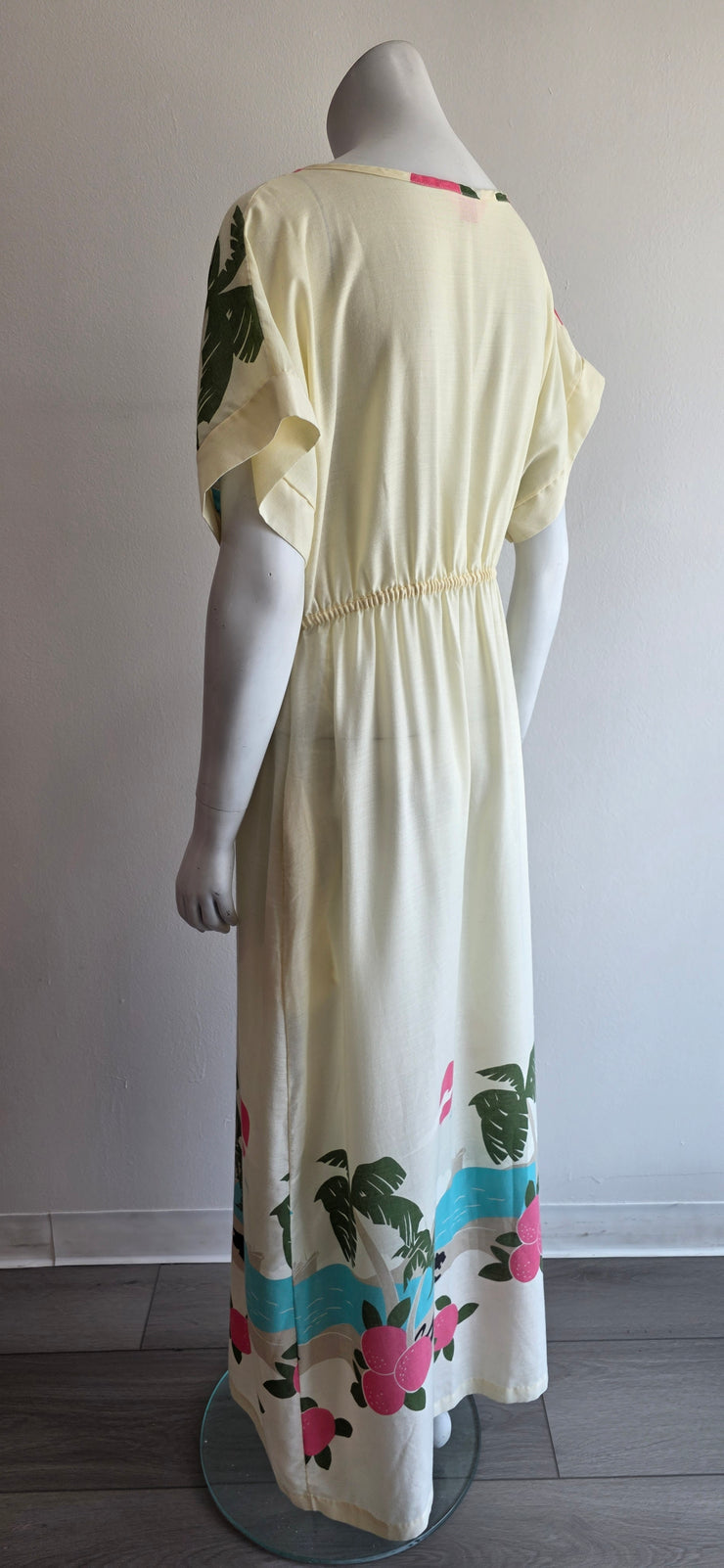 Vintage 70s Panther Tropical Island Boho Hippy Duster Tunic Maxi