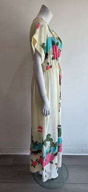Vintage 70s Panther Tropical Island Boho Hippy Duster Tunic Maxi