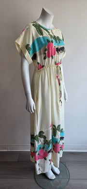 Vintage 70s Panther Tropical Island Boho Hippy Duster Tunic Maxi