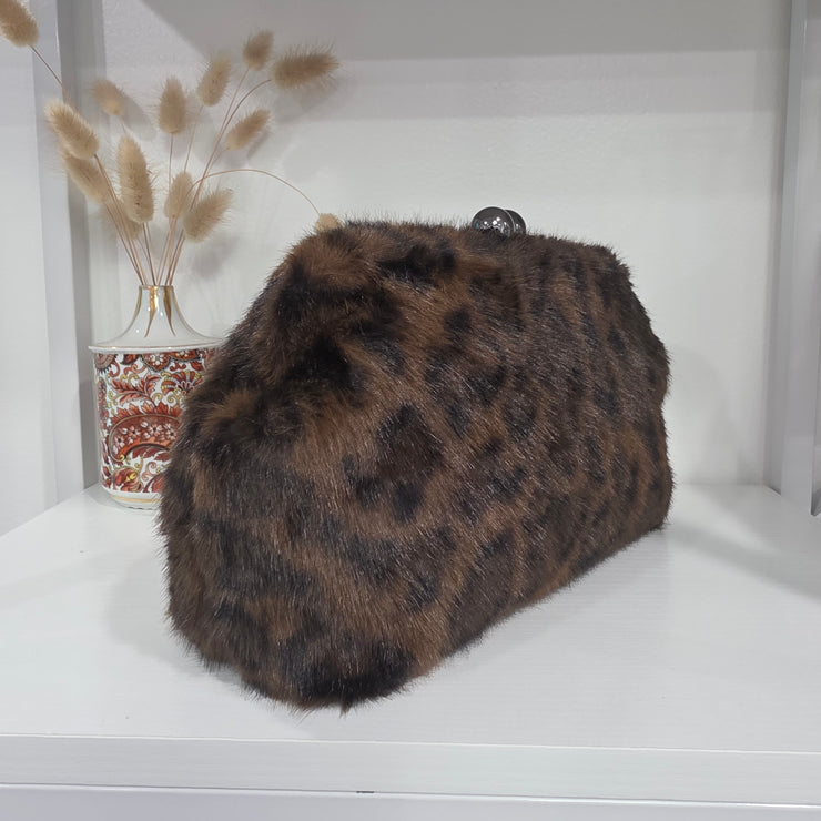 Leopard Faux Crossbody Clutch Purse