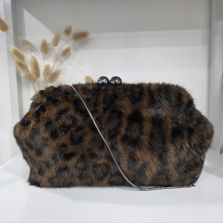 Leopard Faux Crossbody Clutch Purse