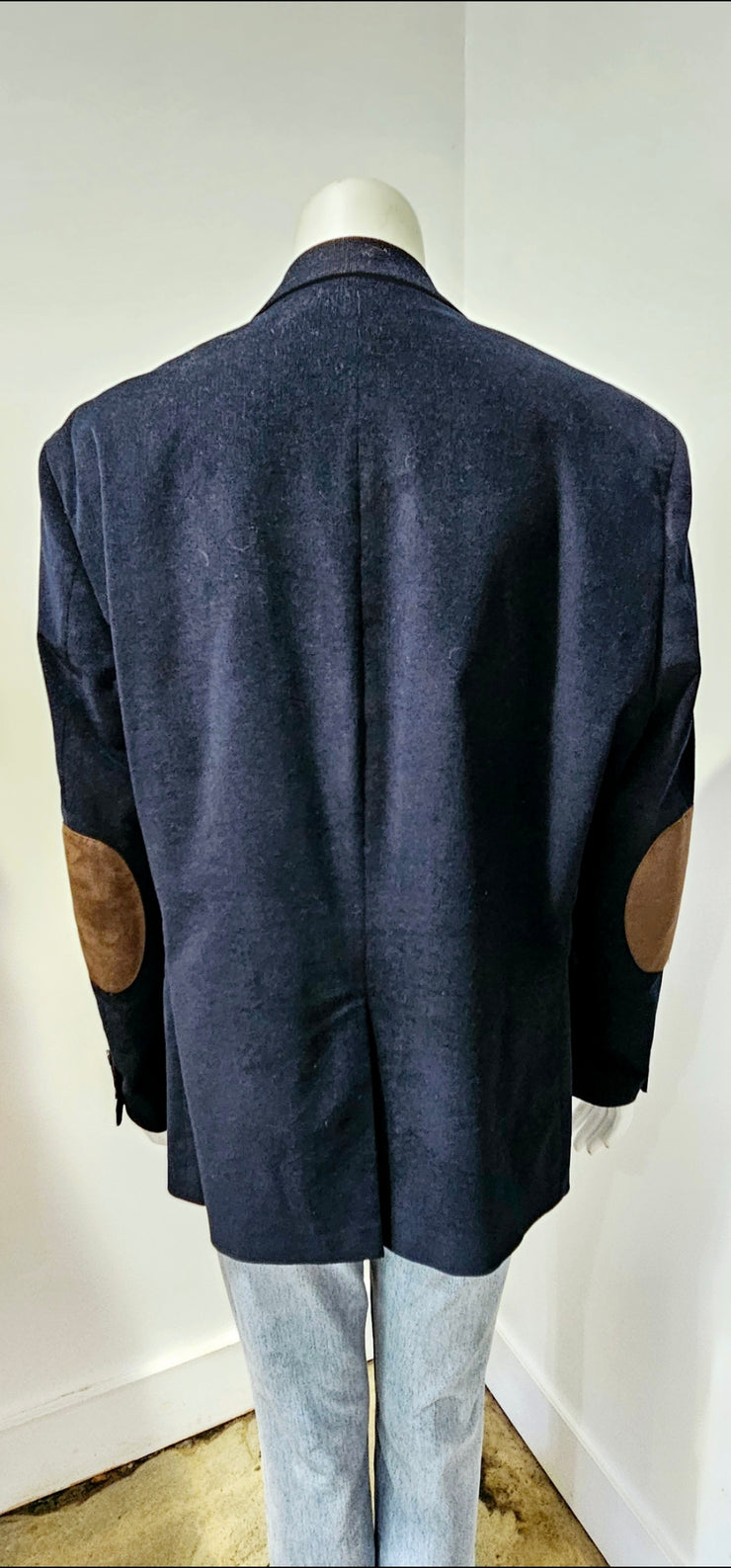 Vintage Lauren by Ralph Lauren Navy Corduroy Jacket Blazer Men Sport Coat Elbow Patch 42S