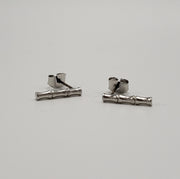 Bamboo Bar Stud Earrings - Gold or Silver