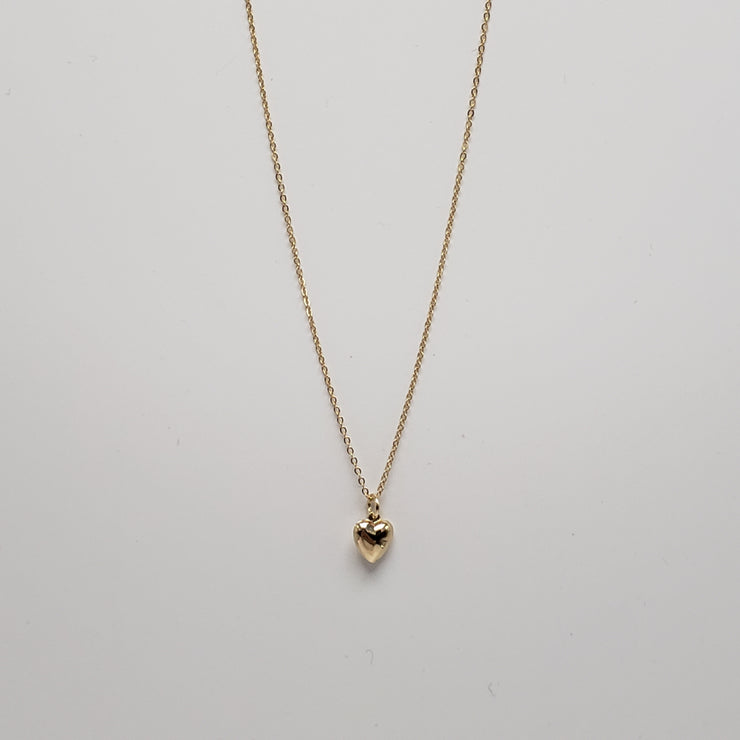 14K Gold Puffy Heart 16" Necklace