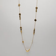 Circle Square Brushed Gold Long Necklace