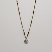 Gold Small CZ Disc Pendant Necklace