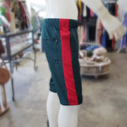 Green Shorts with Red Side Stripe Men's Slim Shorts