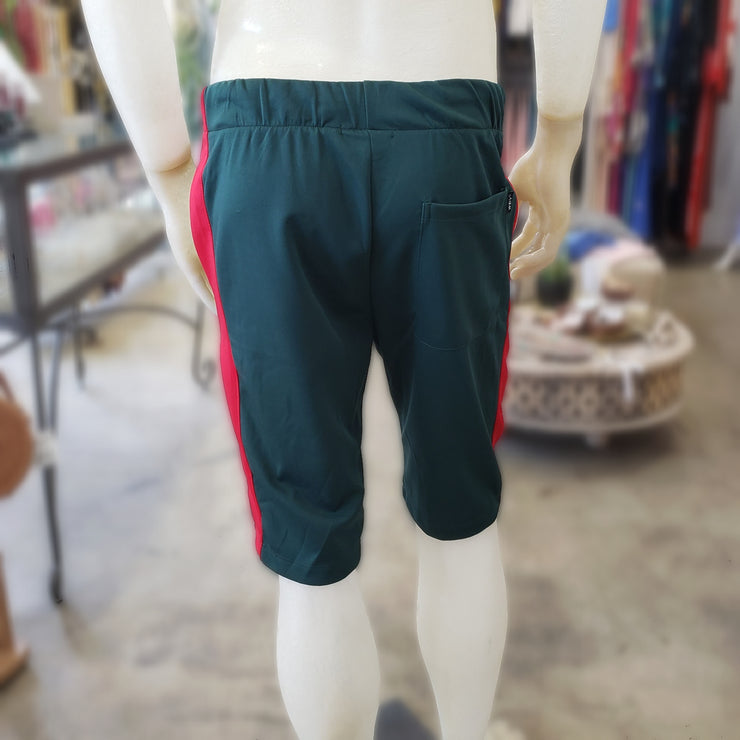 Green Shorts with Red Side Stripe Men&