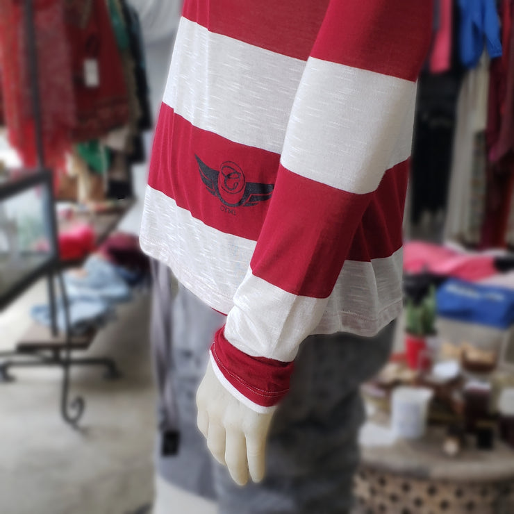 CYMI Red and Ivory Flight Stripe Shirt