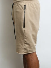 Drop Crotch Khaki French Terry Shorts