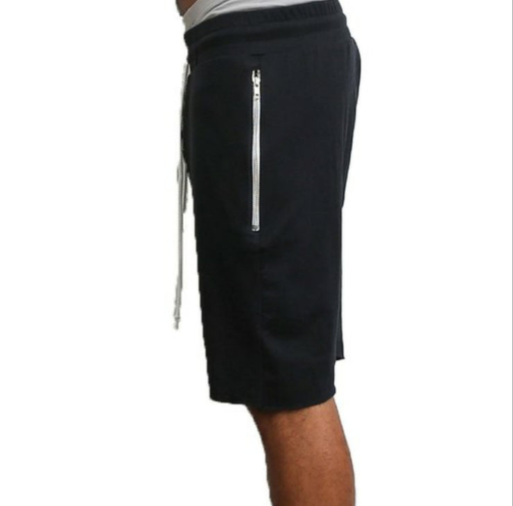Drop Crotch Black French Terry Shorts