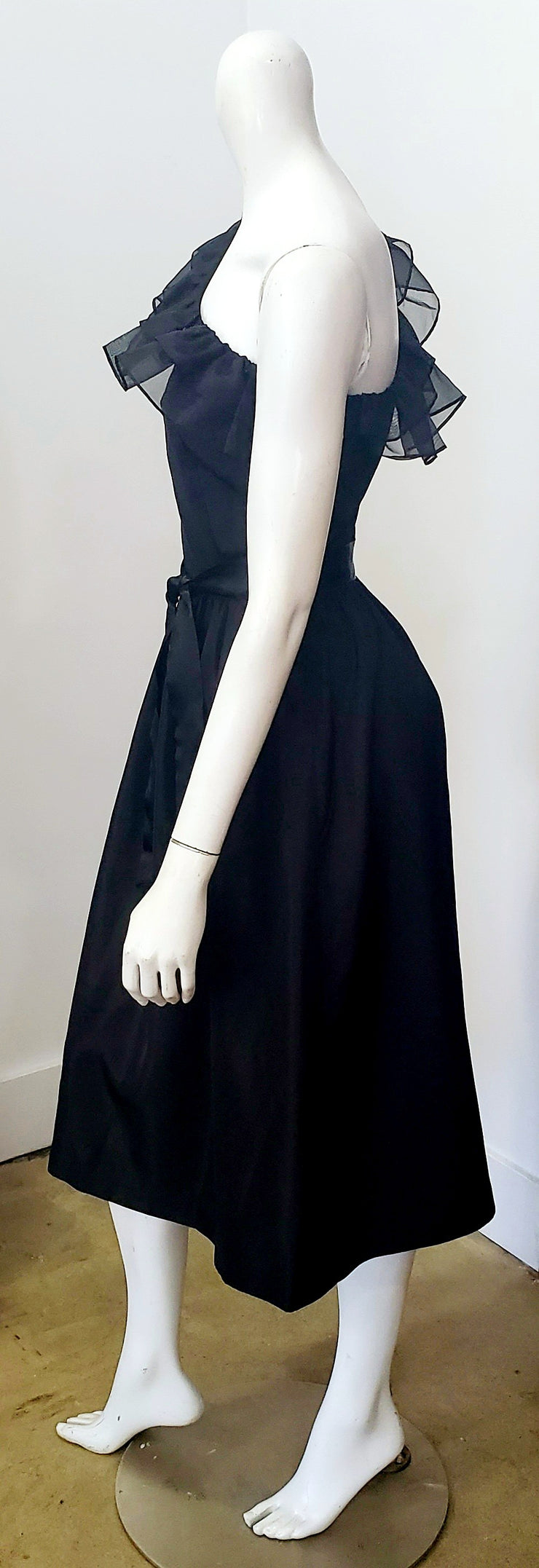 Vintage 70s Jerell of Texas Black Ruffle One Shoulder Cocktail Dress – STORE242
