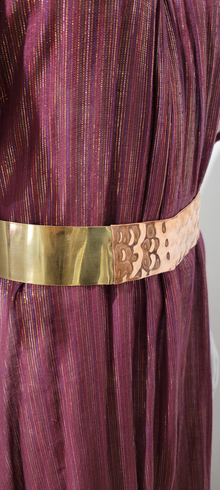 Vintage Brutalist Brass Copper Hammered Metal Cuff Belt