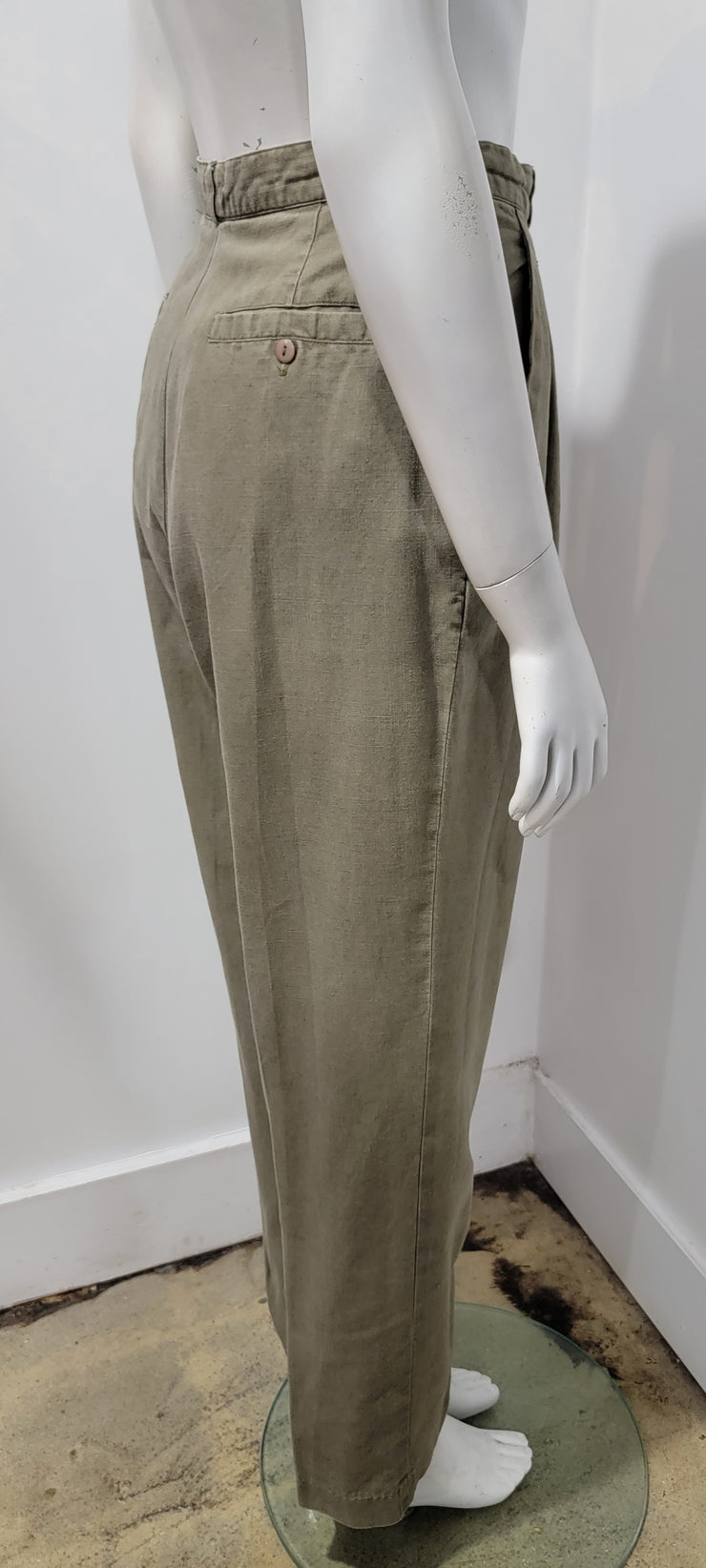 Vintage 80s Khaki Green High Waist Pleated Tapered Pants by Rafaella