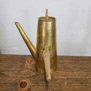 Vintage Mid Century MCM Brass Wood Handle Pour Over Coffee/Chocolate Pot