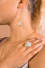 Formosa Three Circle Blue Stripe Agate Earrings