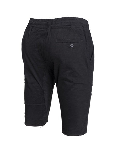 Black Solid Cotton Jogger Shorts