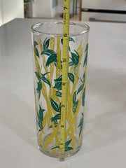 Vintage Yellow Bamboo Green Leaf Water Juice GlassTumblers Set Of 10