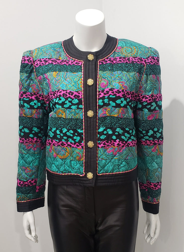 Vintage 80’s Quilted Paisley Animal Print Crop Jacket by Jerry Sherman