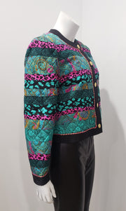 Vintage 80’s Quilted Paisley Animal Print Crop Jacket by Jerry Sherman