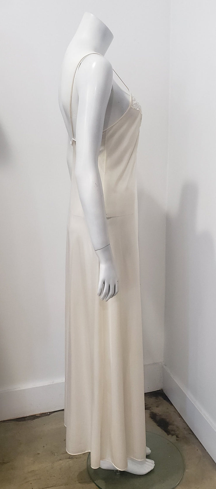 Vintage 70’s Hollywood Glam Romantic Wedding Lace Slit Maxi Nightgown