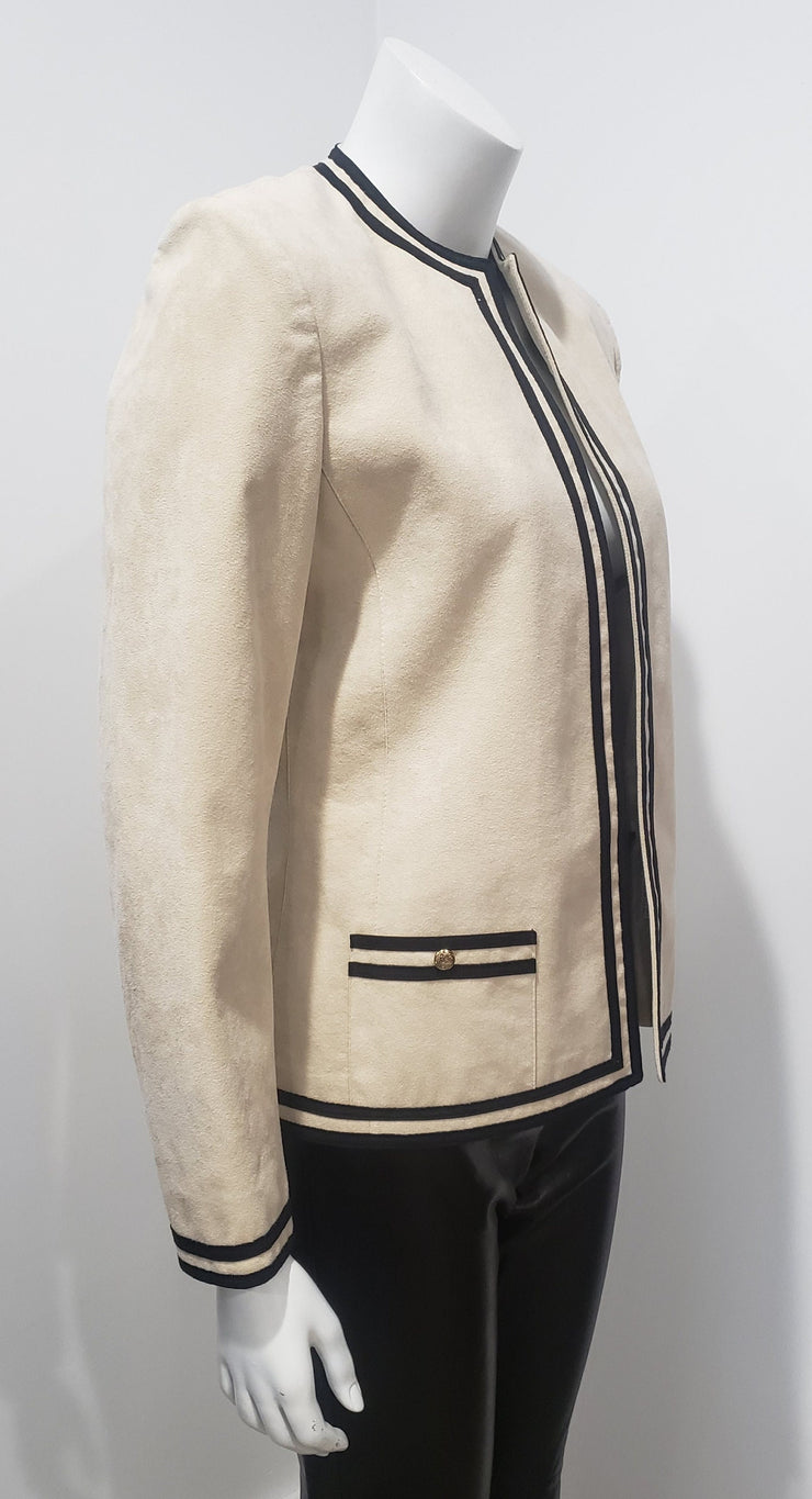 Vintage 80’s Ultrasuede Cream Black Stripe Coat Blazer by Lilli Ann