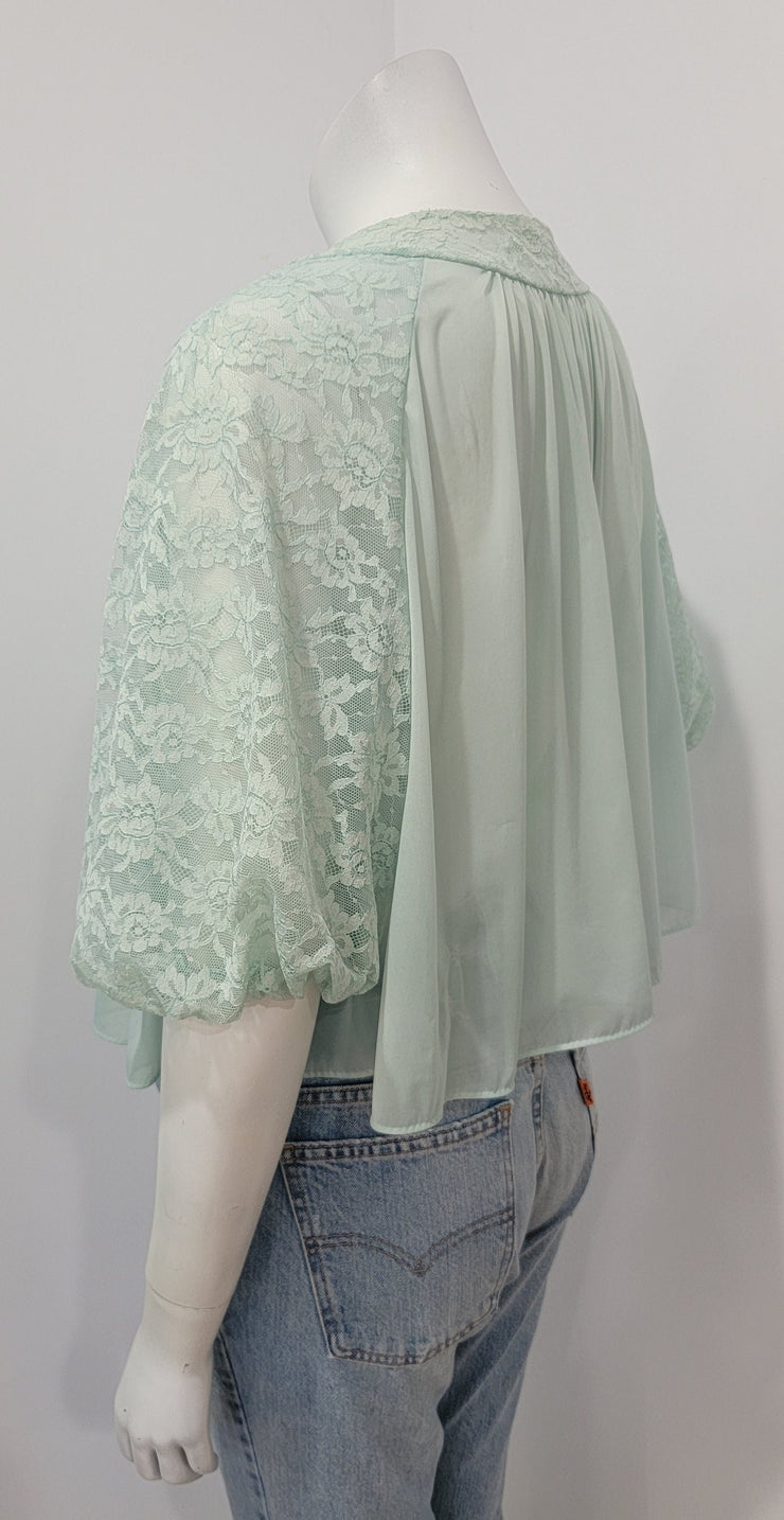 Vintage 60’s Romantic Pouf Lace Cropped Capelet Bed Jacket by Vanity Fair