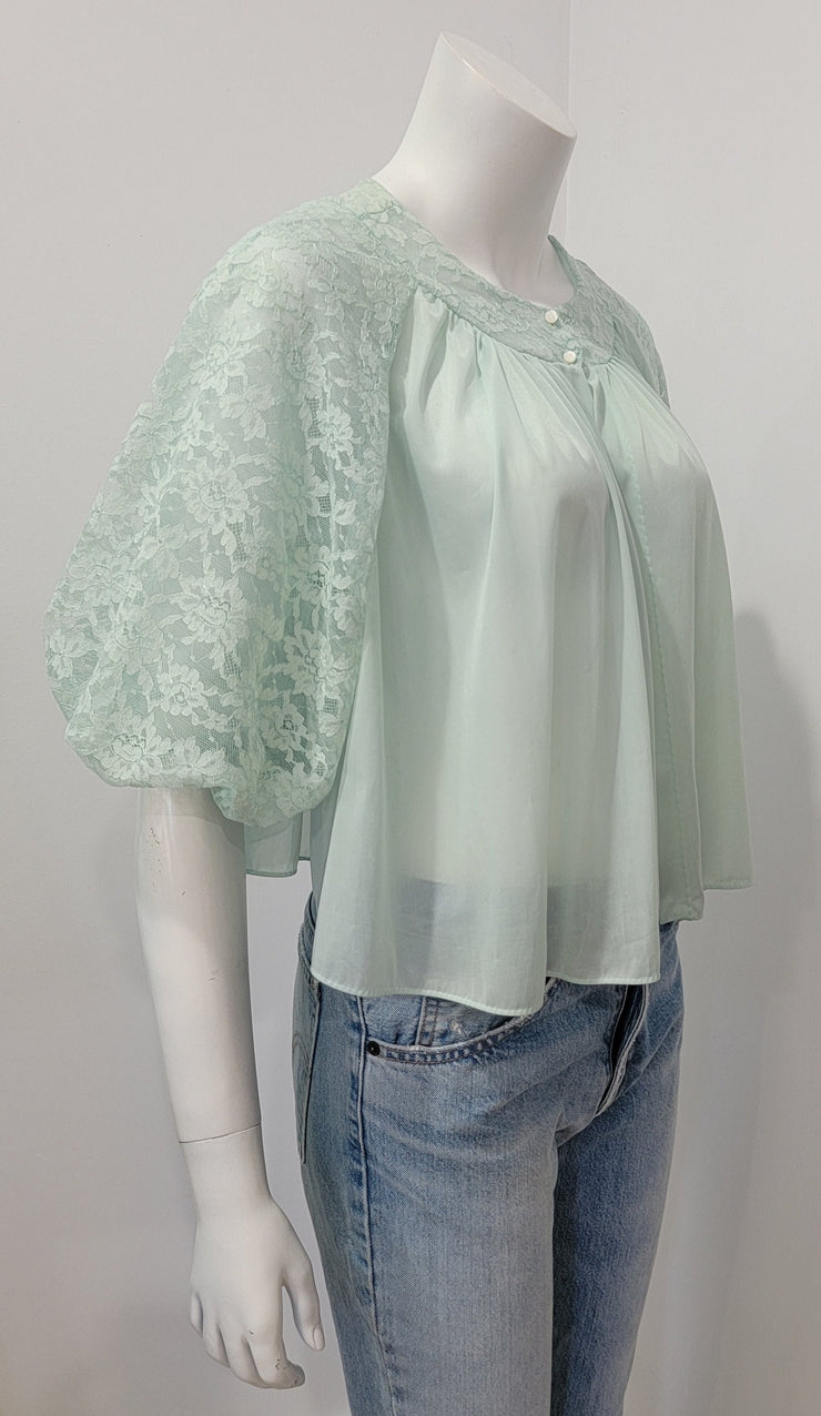 Vintage 60’s Romantic Pouf Lace Cropped Capelet Bed Jacket by Vanity Fair