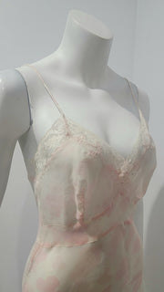 Vintage 60’s Sweet Pink Clover French Lace Embroidery Slip by Parisian Maid