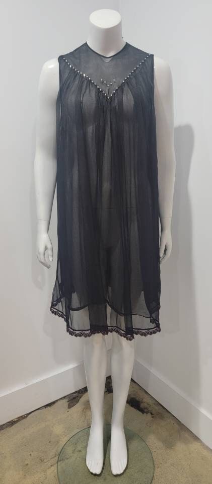 Vintage 70’s Classic Black Glam Rhinestone Tent Nightgown
