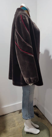 Vintage 70's Faux Fur Mock Neck Swing Winter Coat by Sasson Borgazia