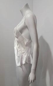 Vintage 70's Embroidered Cut Out Mesh Lace Teddy Bodysuit Robe Set by Natori