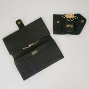 Vintage 80s FF Logo Canvas Leather Wallet Check Book Valet Key Holder
