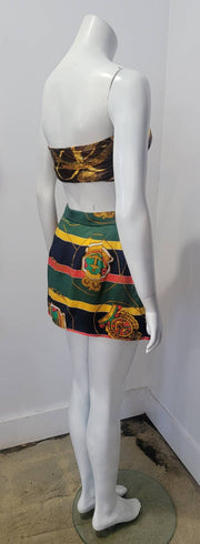 Vintage 80s Marine Nautical Rope Stripe Silk Tie Mini Skirt by Adam Douglas Adrianna Papell 10