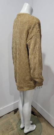 Vintage 80's Metallic Gold Zig Zag Diamond Oversized Boyfriend Sweater by Western Connection