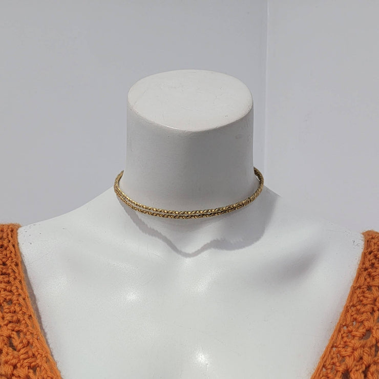 Vintage Boho 70’s Lasso Rope Twisted Loop Hook Choker Necklace 15.5"
