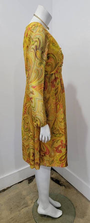 Vintage 60's Ethnic Paisley Baroque Print Babydoll Shift Dress 2 Piece Set