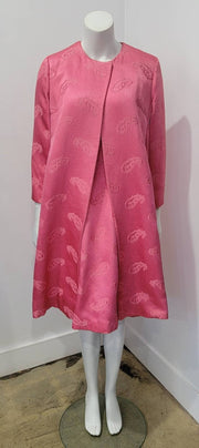Vintage 60's Flamingo Paisley Brocade Sheath Dress Coat Set by Safinia