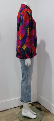 Vintage 90’s Abstract Ruching Mock Neck Bomber Jacket by