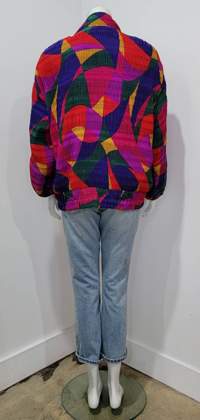 Vintage 90’s Abstract Ruching Mock Neck Bomber Jacket by
