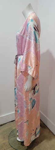 Vintage 00s Deco Abstract Floral Jacquard Rope Duster Robe by Mary McFadden