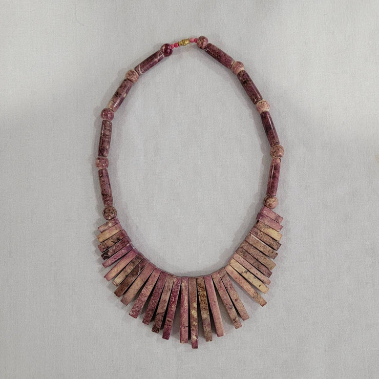 Vintage 80s Lavender Stone Fringe Bib Necklace