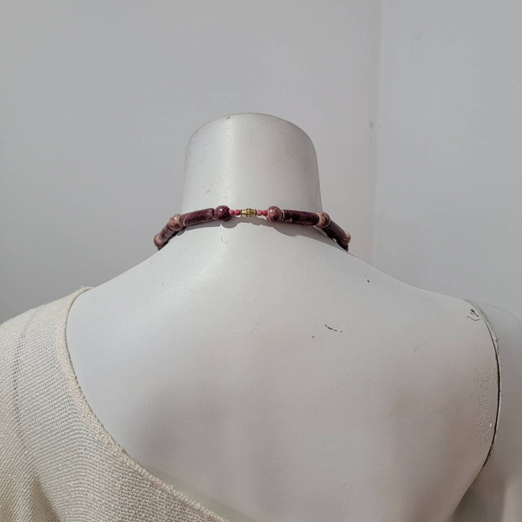 Vintage 80s Lavender Stone Fringe Bib Necklace