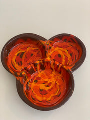 Cal Orig USA Mid Century Ashtray Ceramic Glazed Orange Brown Orange 1960-70s