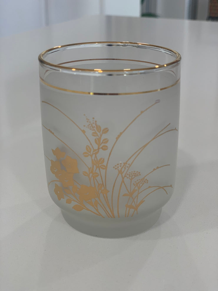 Frosted Golden Floral Whisky Glasses by Sasaki